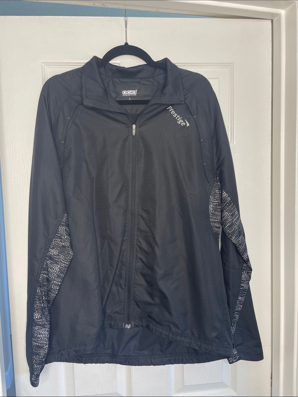 OGIO Black Prestige Men's Windbreaker with Patterned Side Panels